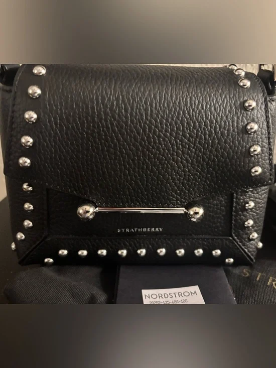 Authentic NWT Strathberry Nano Mosaic Studded Leather Top Handle Bag - Picture 6 of 10